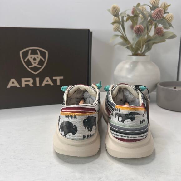 Ariat Hilo Moc Toe Lightweight Lace Up Shoe Buffalo Print Women 6.5B NWB Comfort - Picture 4 of 10